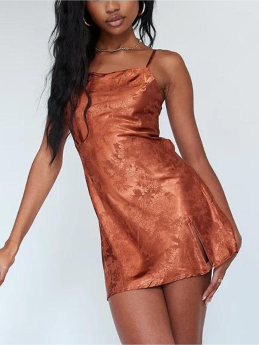 Princess Polly Rust Orange Satin Slip Dress